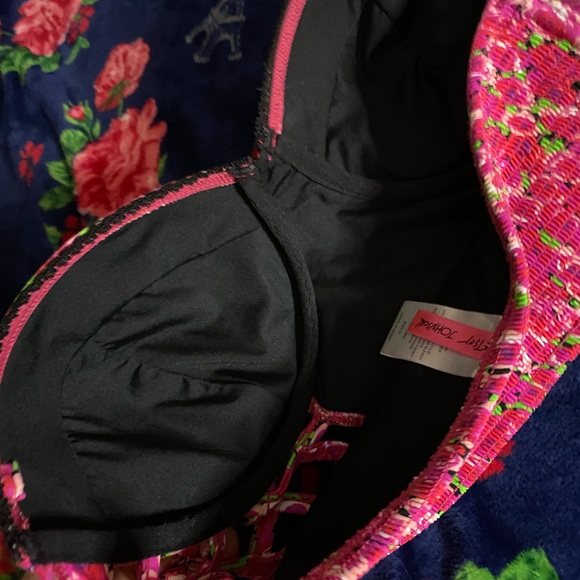 RARE Betsey Johnson Strapless Floral Bikini Top - Picture 5 of 7